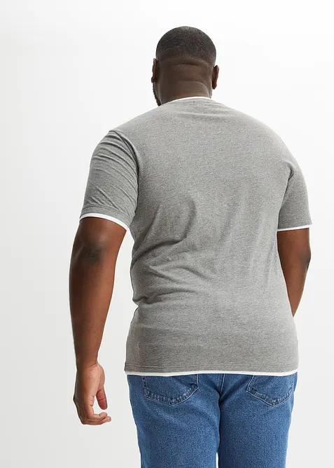 Lot de 2 t-shirts col tunisien 100 % coton, bonprix