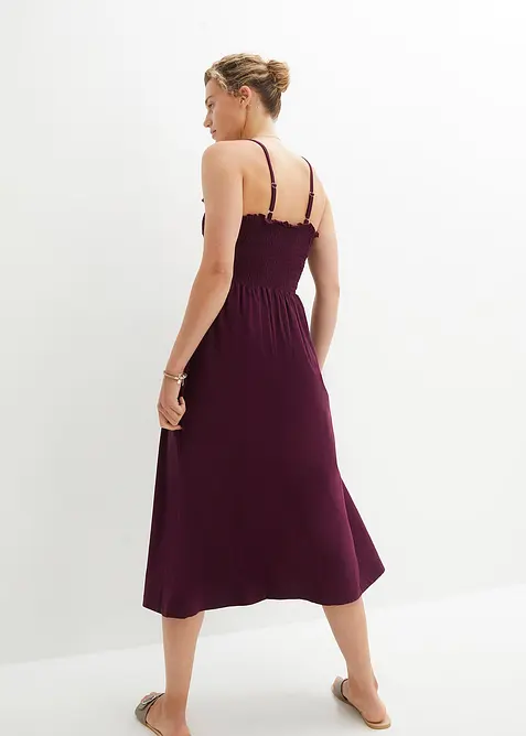 Robe en jersey avec smocks, longueur mollet, bonprix