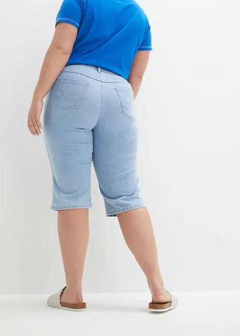 Bermuda slim en jean, taille haute, bonprix