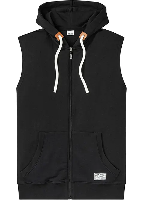 Sweat zipp&eacute; &agrave; capuche sans manches en coton m&eacute;lang&eacute;, bonprix