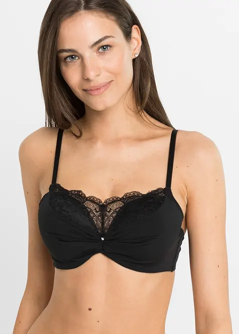 Soutien-gorge push-up à empiècement dentelle, bonprix