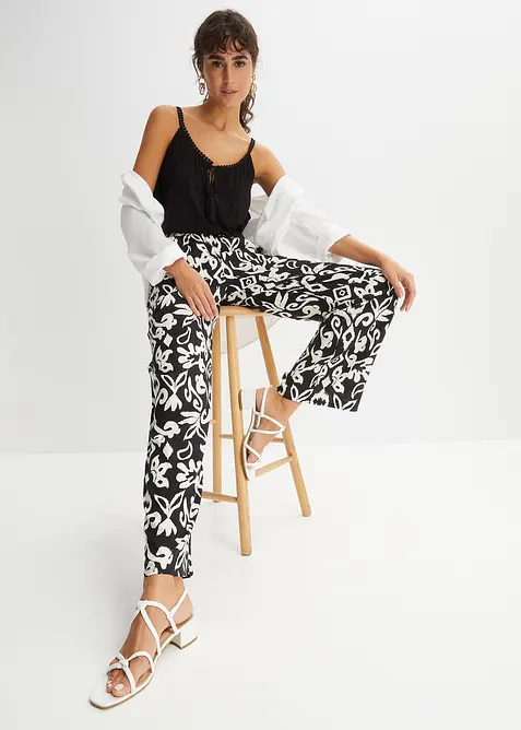 Pantalon large et imprimé en viscose fluide, bonprix