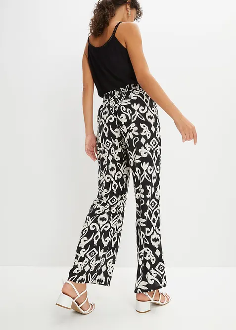Pantalon large et imprimé en viscose fluide, bonprix