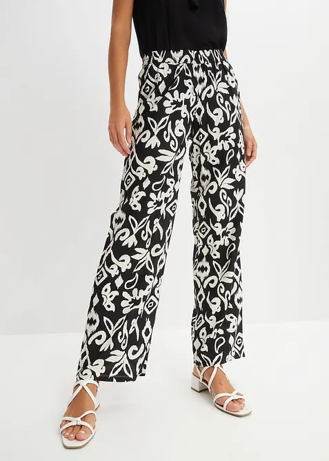 Pantalon large et imprimé en viscose fluide, bonprix