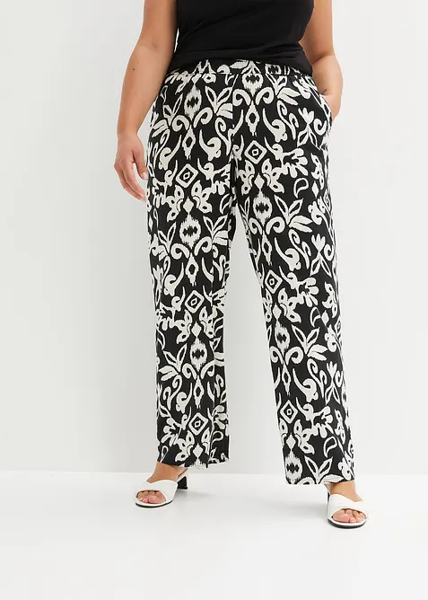 Pantalon large et imprimé en viscose fluide, bonprix
