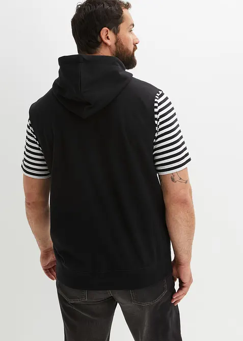 Sweat zipp&eacute; &agrave; capuche sans manches en coton m&eacute;lang&eacute;, bonprix