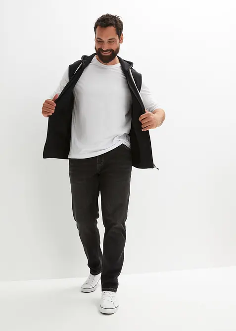 Sweat zipp&eacute; &agrave; capuche sans manches en coton m&eacute;lang&eacute;, bonprix