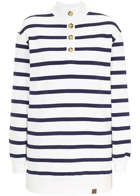 Sweat-shirt long avec col camionneur, bonprix