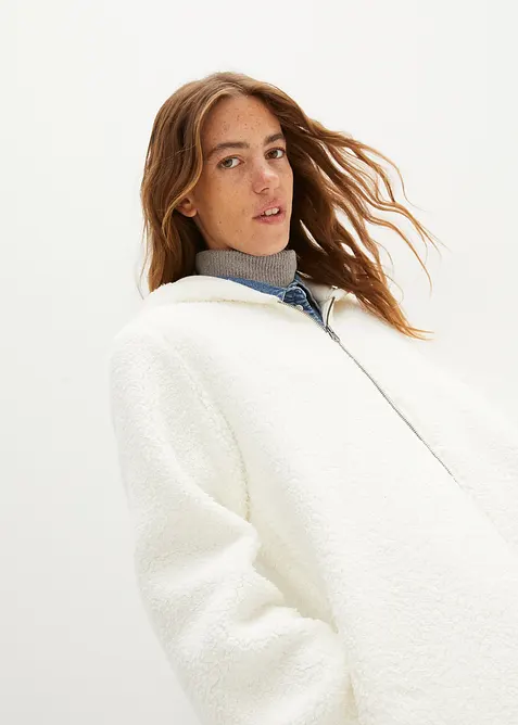 Veste en sherpa coupe trapèze avec fentes latérales, bonprix