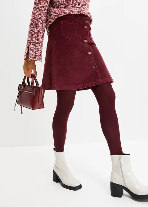 Jupe boutonnée en velours côtelé extensible, bonprix