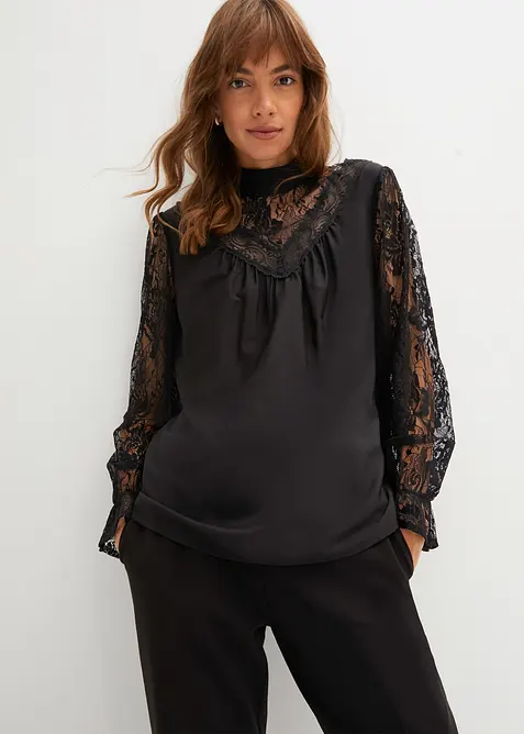 Blouse avec dentelle, bonprix