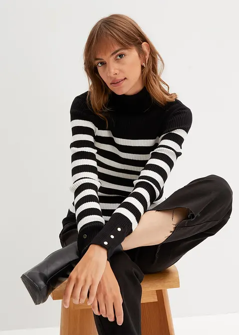 Pull col roulé en viscose mélangée, bonprix