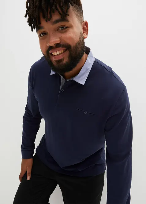 Polo manches longues en maille piqu&eacute;e 100% coton, bonprix