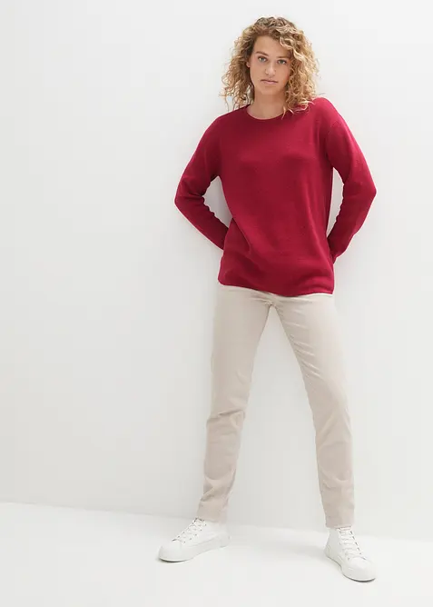 Pull col rond en maille milano côtelée, bonprix