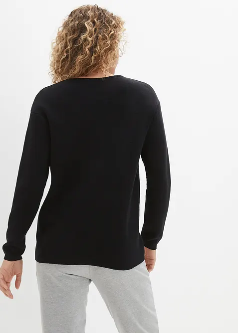 Pull col rond en maille milano côtelée, bonprix