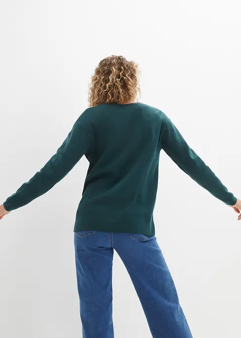 Pull col V en maille milano côtelée, bonprix