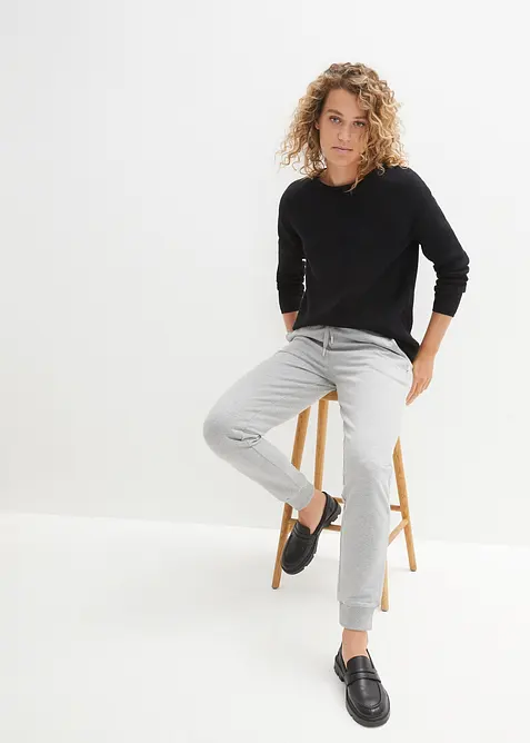 Pull col rond en maille milano côtelée, bonprix