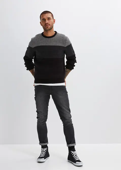 Pull col rond style color block, bonprix