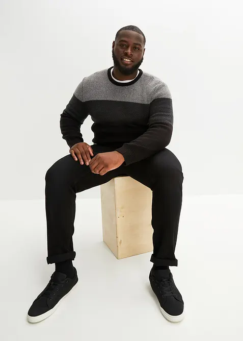 Pull col rond style color block, bonprix