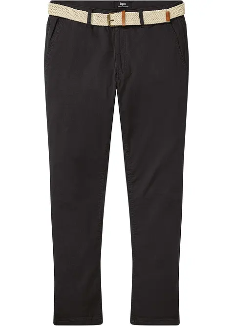 Pantalon chino droit avec taille élastique et ceinture, regular, bonprix