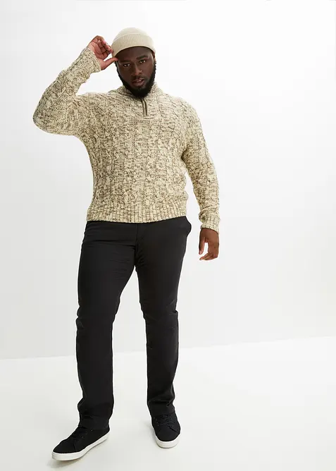 Pantalon chino droit avec taille élastique et ceinture, regular, bonprix