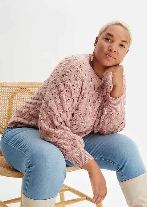 Pull en maille ajourée, bonprix