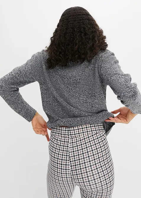 Pull en maille chinée à col rond, bonprix