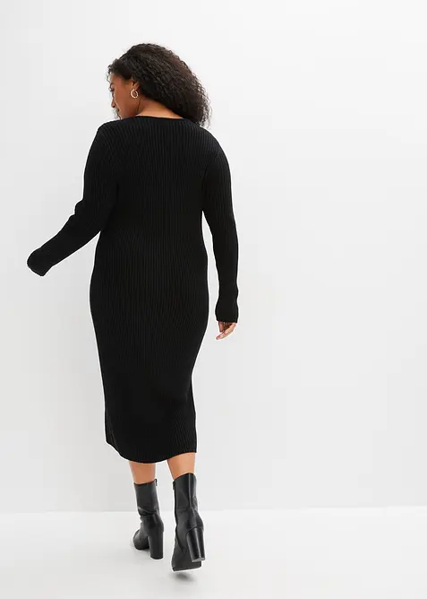 Robe en maille cintr&eacute;e avec d&eacute;tail torsad&eacute;, bonprix