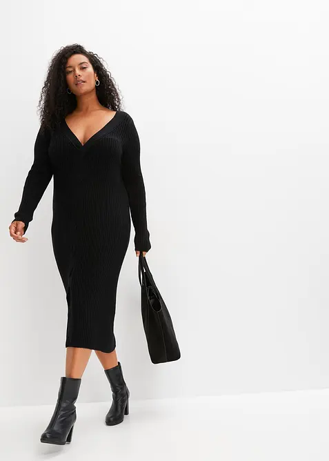 Robe en maille cintr&eacute;e avec d&eacute;tail torsad&eacute;, bonprix