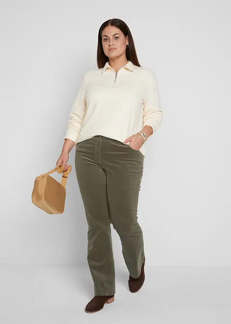 Pantalon bootcut en velours côtelé extensible, bonprix