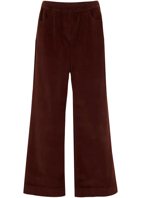 Pantalon large en velours côtelé, taille haute, bonprix