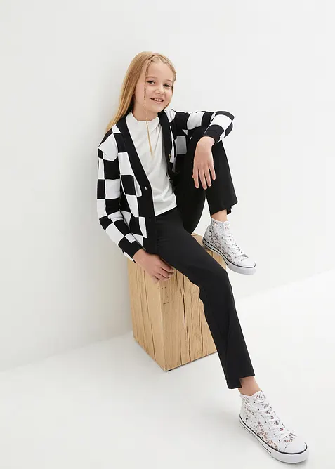 Pantalon évasée en coton extensible avec fentes sur les côtés, bonprix