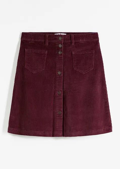 Jupe boutonnée en velours côtelé extensible, bonprix
