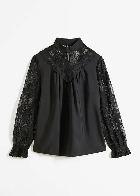 Blouse avec dentelle, bonprix