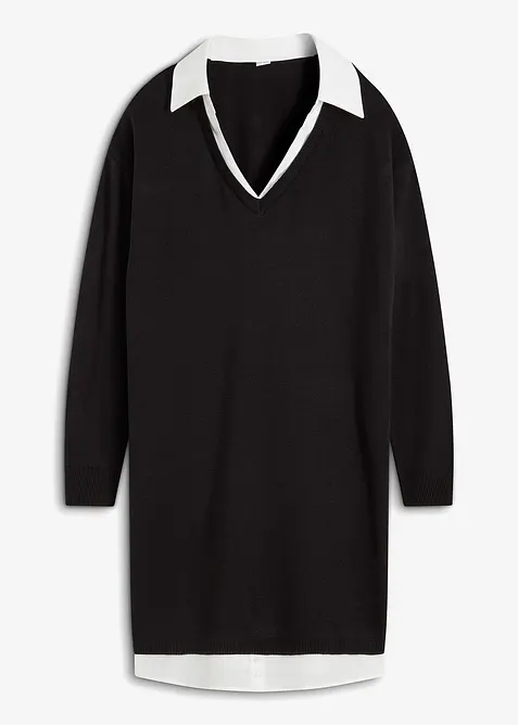 Robe en maille à empiècement chemisier, bonprix