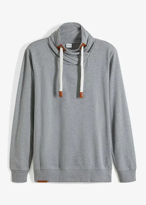 Sweat à col châle et détails enduits, bonprix