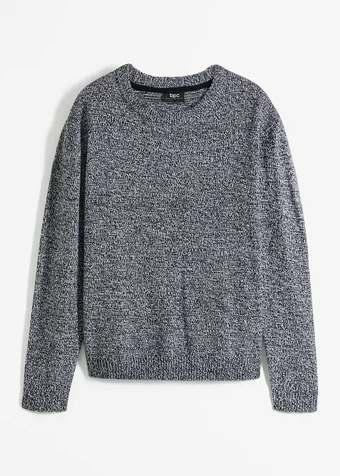 Pull en maille chinée à col rond, bonprix