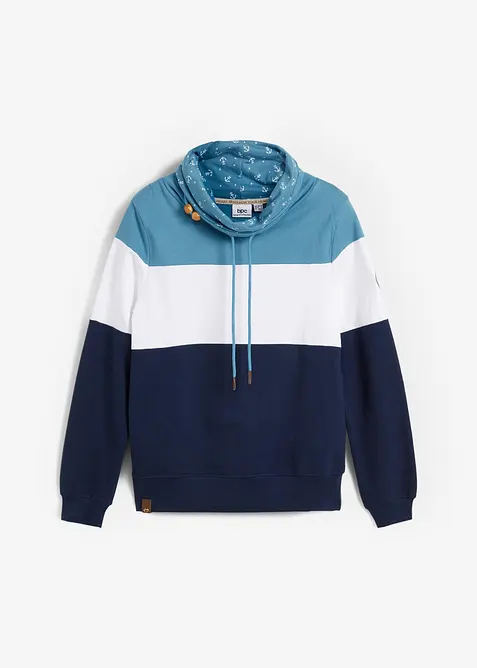 Sweat 100% coton à col imprimé, bonprix