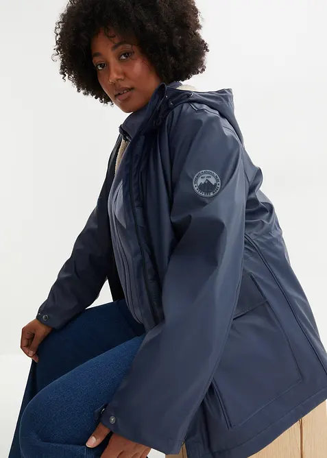 Veste de pluie avec doublure peluche en matière imperméable, bonprix