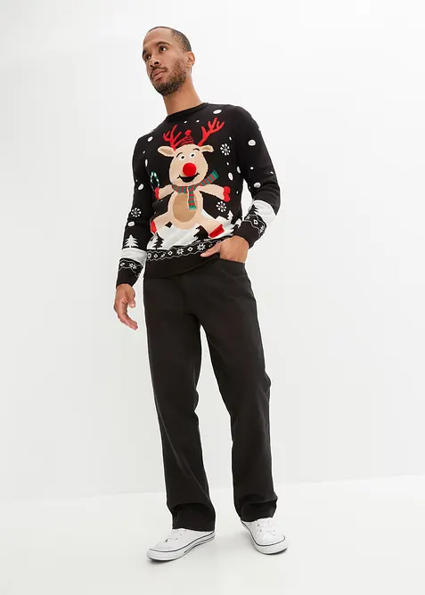 Pull en fine maille avec motif de Noël, bonprix
