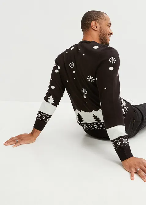 Pull en fine maille avec motif de Noël, bonprix