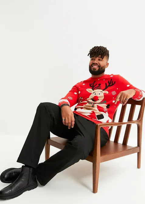 Pull en fine maille avec motif de Noël, bonprix