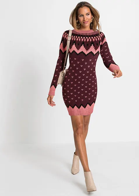 Robe en maille &agrave; motif norv&eacute;gien, bonprix