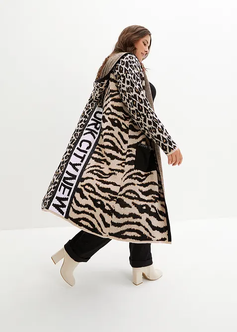 Manteau en maille avec sequins et capuche, bonprix