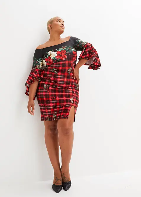 Robe Bardot de Noël en néoprène épais, bonprix