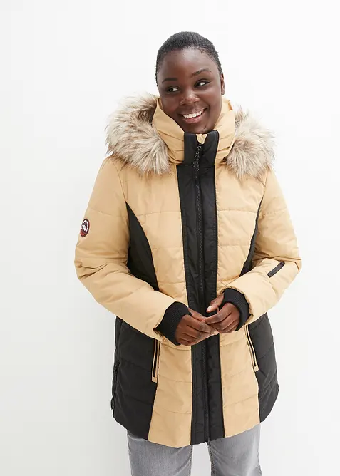 Manteau outdoor imperméable avec bordure peluche, bonprix
