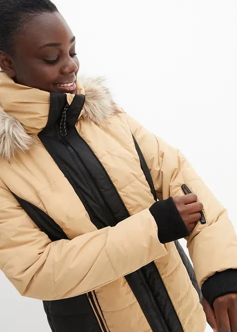 Manteau outdoor imperméable avec bordure peluche, bonprix