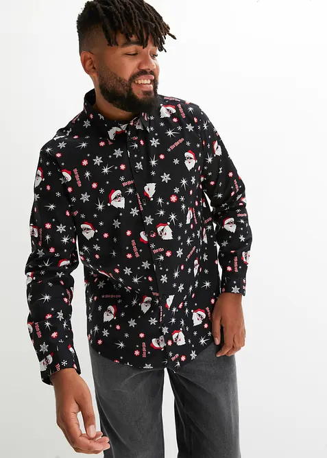 Chemise slim avec imprimé de Noël, 100% coton, bonprix