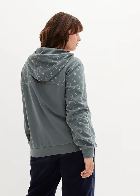 Sweat à capuche et col zippé, 100% coton, bonprix