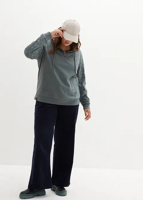 Sweat à capuche et col zippé, 100% coton, bonprix